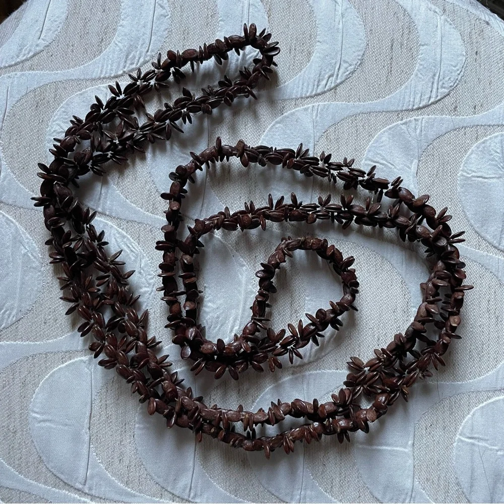 Natural brown Watermelon Seeds Long Necklace‎ Eco-Friendly vintage hand strung